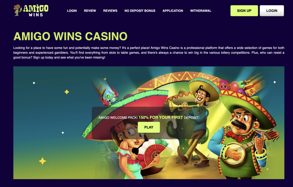 Image of amigo wins casino website