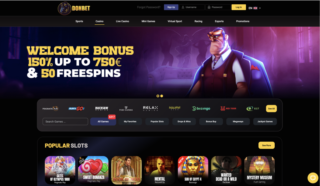 Image of Donbet casino website
