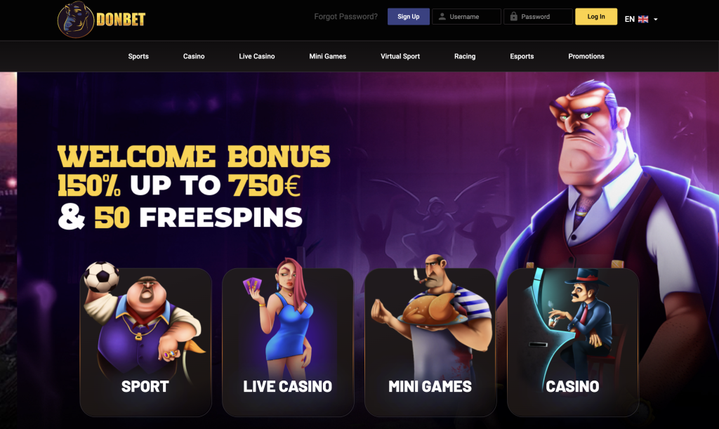 Image of Donbet casino website