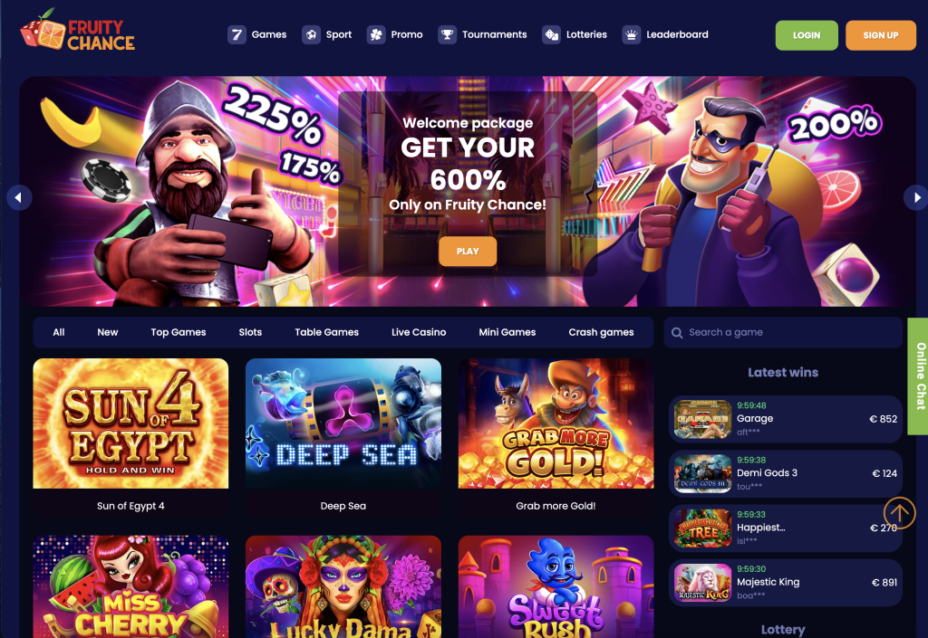 Image of Fruity Chance Casino website