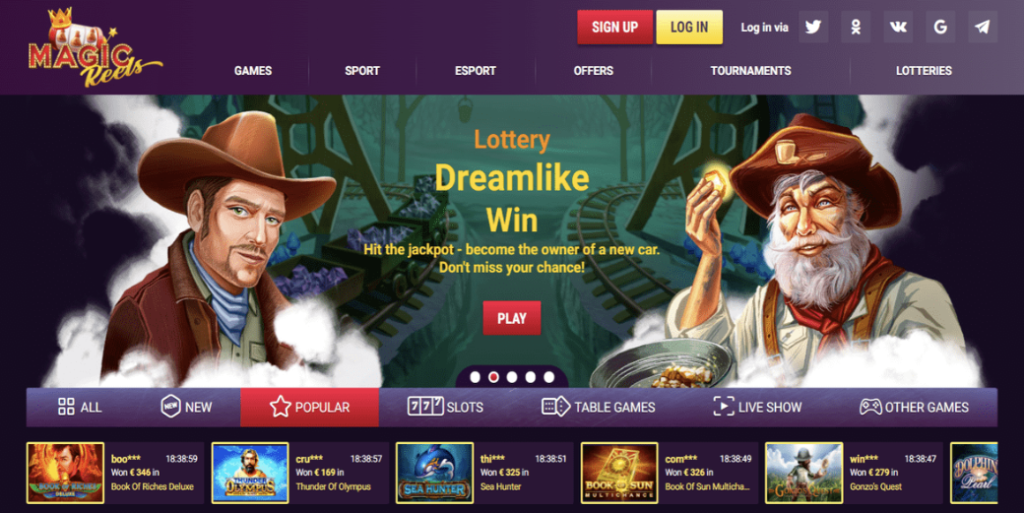 Image of Magic Reels Casino Website