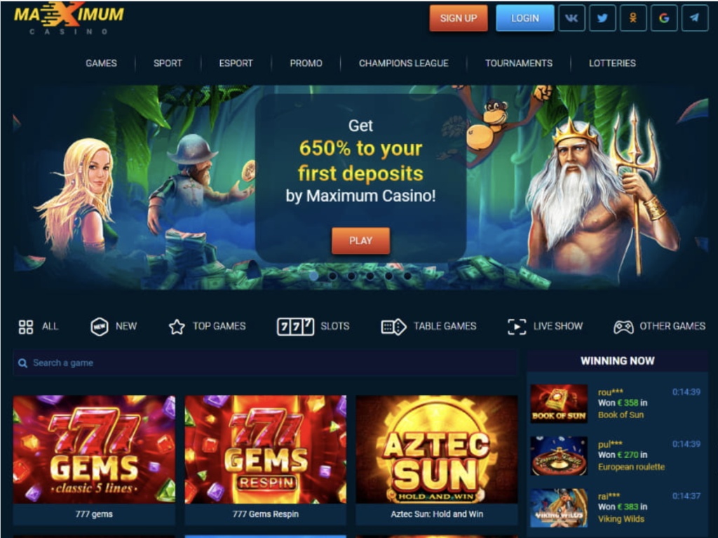 Image of Maximum Casino Website