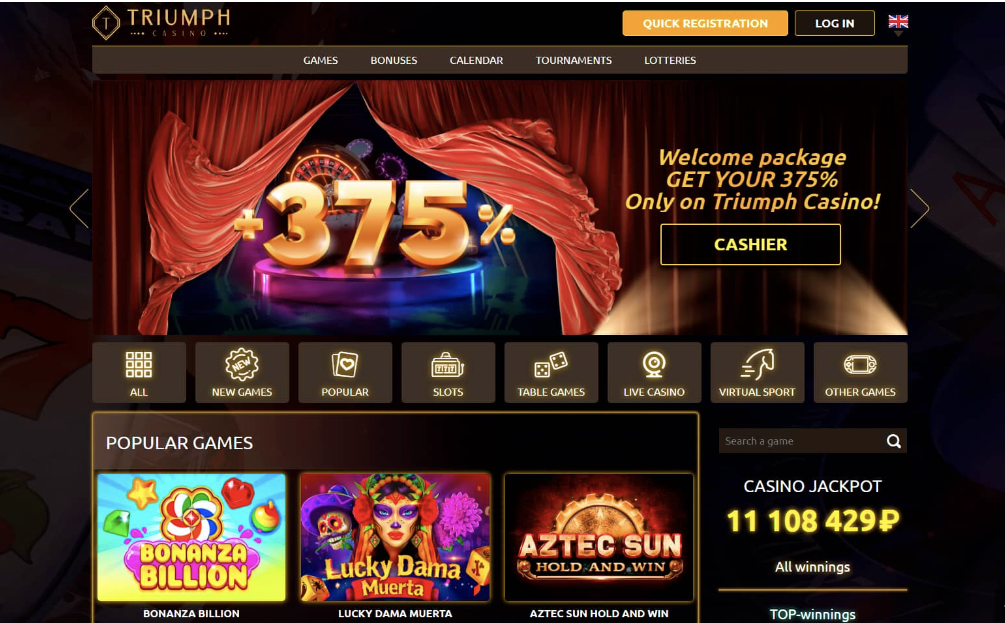 Image of Triumph Casino website