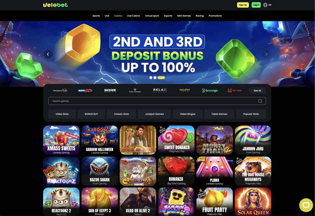 Image of VeloBet casino website Non Gamstop Casinos