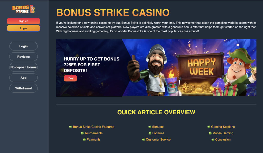 Image of Bonus Strike Casino website