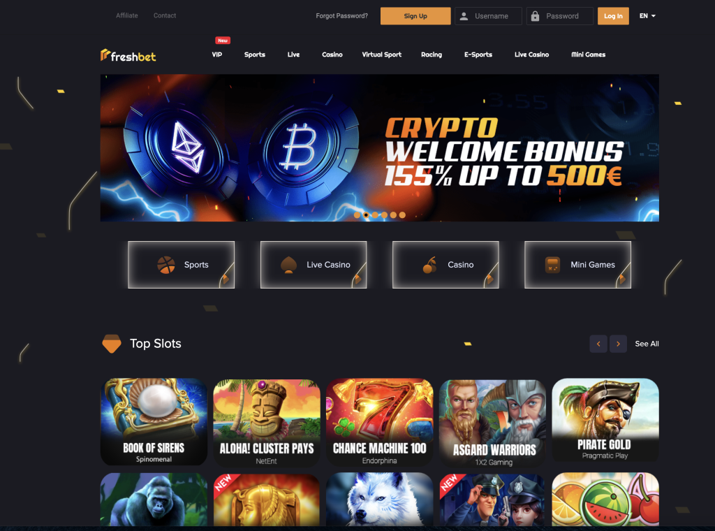 Image of Freshbet casino website