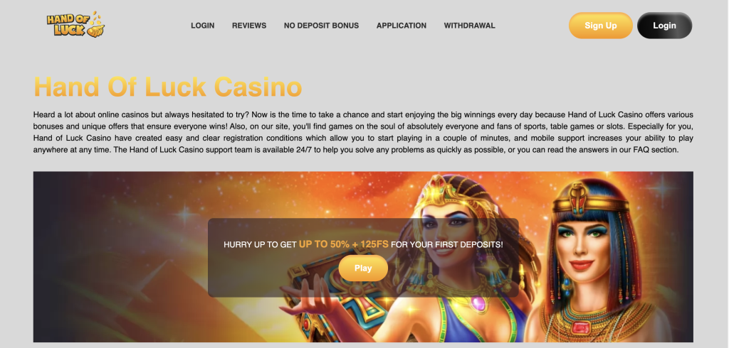 Image of Land of Luck Casino website